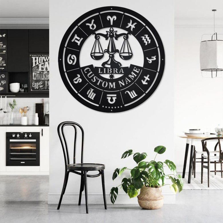 Custom Libra Zodiac Metal Wall Art, Personalized Libra Zodiac Name Sign Decoration For Room, Horoscope Home Decor, Custom Libra Zodiac