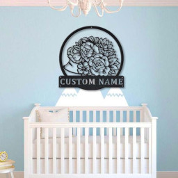 Personalized Floral Hedgehog Monogram Metal Sign Art , Custom Floral Hedgehog Metal Sign, Hedgehog Lover Sign Decoration For Living Room
