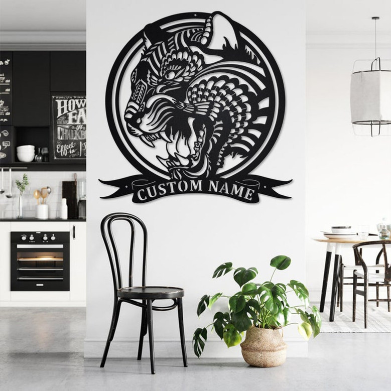 Custom Zentangle Tiger Metal Wall Art, Personalized Tiger Name Sign Decoration For Room, Tiger Metal Home Decor, Custom Zentangle Tiger