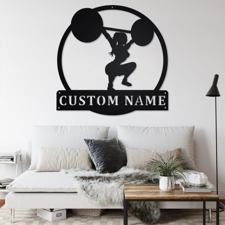 Custom Powerlifting Girl Metal Wall Art, Personalized Powerlifting Name Sign Decoration For Room, Powerlifting Metal Home Decor,Powerlifting
