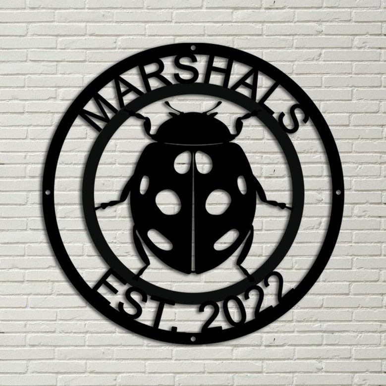 metal lady bug, personalized lady bug art, custom metal sign, metal wall art, outdoor metal sign, house warming gift, lady bug address sign
