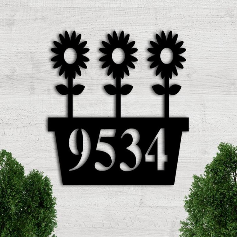 Custom Metal Sign, Address Sign, Custom address sign, door hanging, home decor, house number, wall art, flower art,wall hanging,personalized