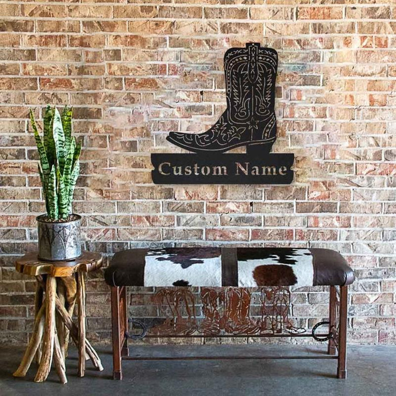 Personalized Texas Boots Metal Sign Art | Custom Texas Boots Metal Sign | Texas Boots Gifts for Men | Texas Boots Gift