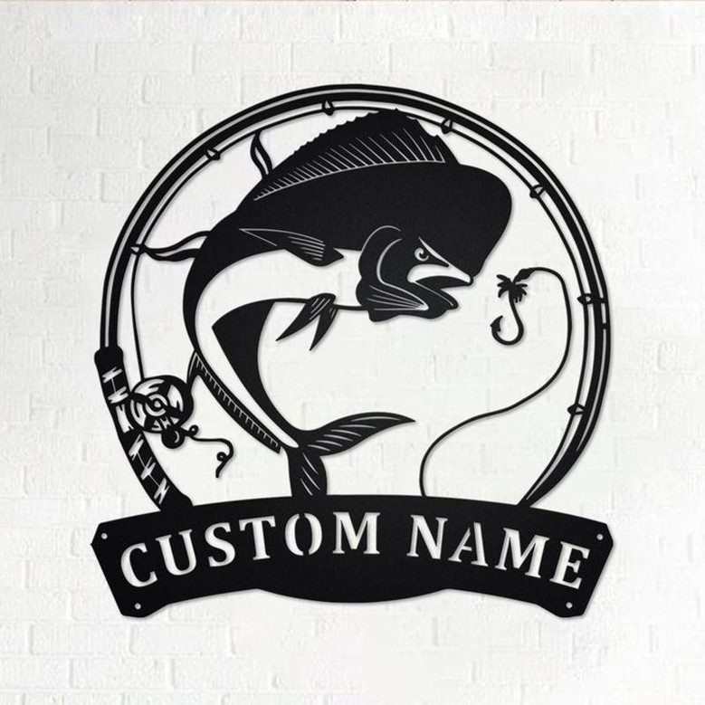 Personalized Mahi-Mahi Fish Metal Sign | Fishing Metal Wall Art | Fishing Metal wall Decor | Fishing Lover | Custom Fishing | Fishman