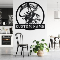 Custom Double Bass Metal Wall Art, Personalized Double Bass Teacher Name Sign Decoration For Room, Double Bass Home Decor,Custom Double Bass