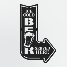 Ice Cold Beer Served Here Bar Sign, Metal Bar Decor