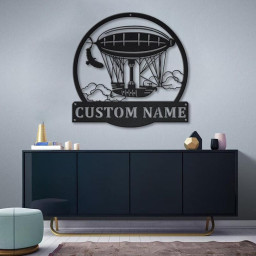 Personalized Steampunk Blimp Ship Monogram Metal Sign Art | Custom Steampunk Blimp Metal Sign | Ship Gifts Funny