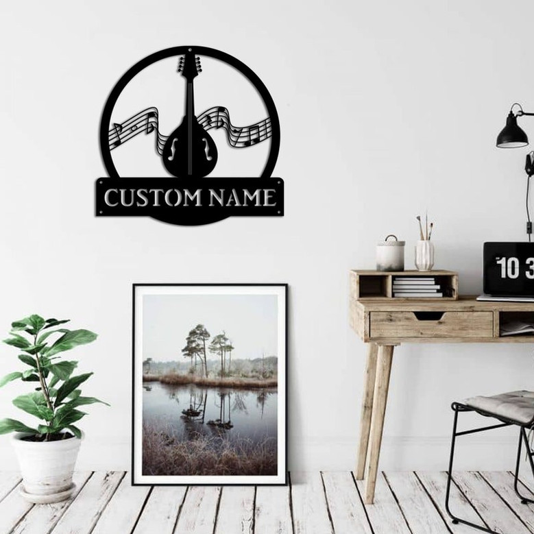 Personalized Mandolin Monogram Metal Sign Art Custom Mandolin Metal Sign Mandolin Gifts For Gift Musical Instrument Gift