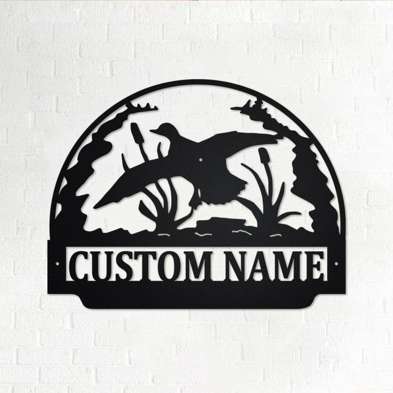 Custom Carreen Duck Hoop Metal Wall Art, Personalized Duck Name Sign Decoration For Room, Duck Home Decor, Custom Duck Animal