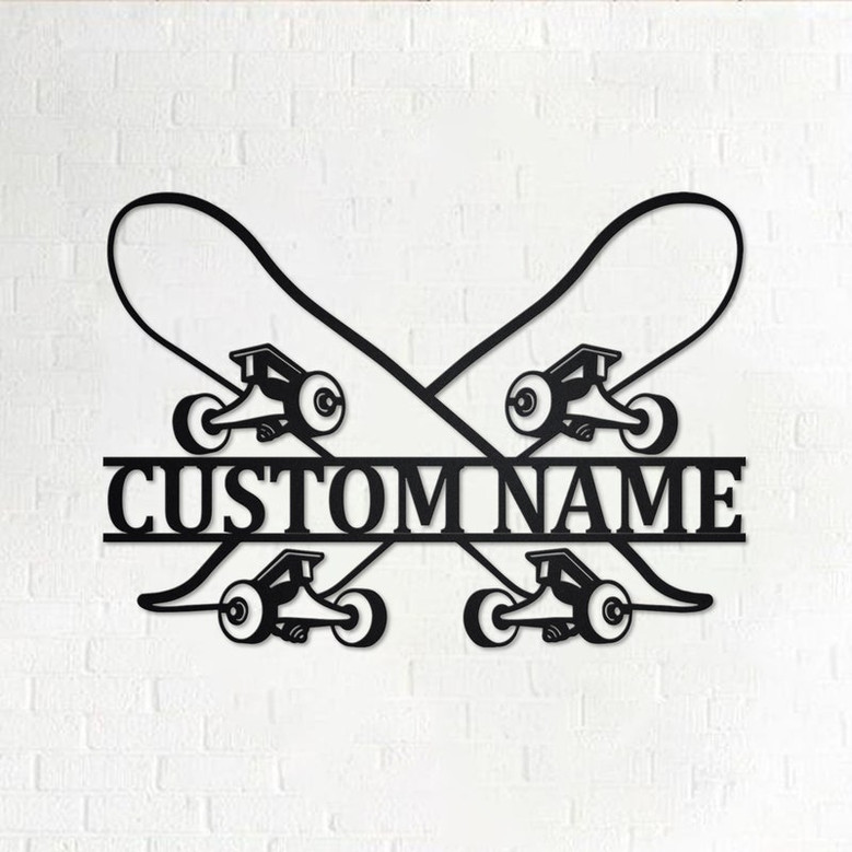 Custom Skateboard Metal Wall Art, Personalized Skateboarder Name Sign Decoration For Room, Skateboard Metal Home Decor, Custom Skateboard