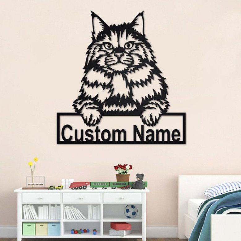 Custom Siberian Cat Metal Wall Art, Personalized Siberian Cat Name Sign Decoration For Room, Siberian Cat Home Decor, Custom Siberian Cat