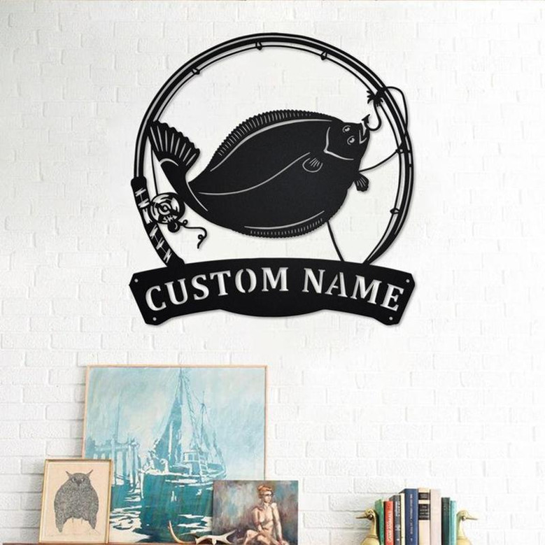 Personalized Flounder Fish Metal Sign | Fishing Metal Wall Art | Fishing Metal wall Decor | Fishing Lover| Custom Fishing| Fishman| Flounder
