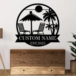 Beach Dolphin Laser Cutting Metal sign
