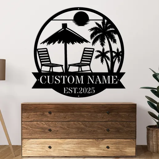 Beach Dolphin Laser Cutting Metal sign