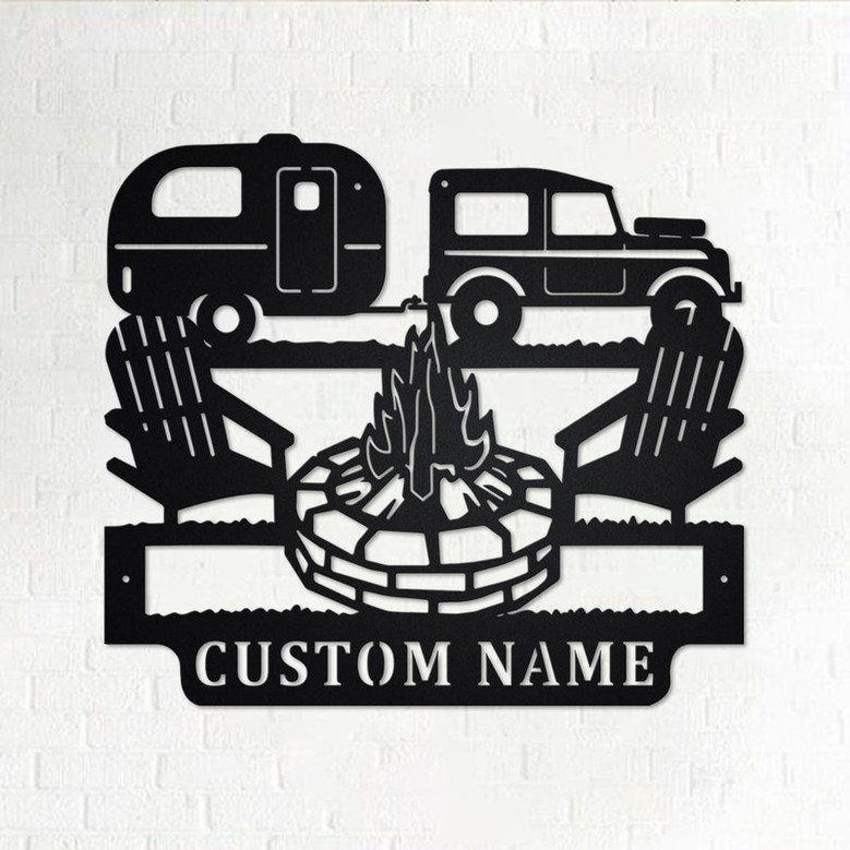 Custom Camping Car Metal Wall Art, Personalized Camper Name Sign Decoration For Room, Camping Car Metal Home Decor, Custom Camping Car