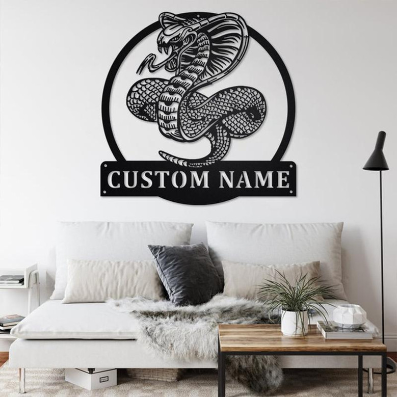 Custom Cobra Snake Metal Wall Art, Personalized Cobra Snake Name Sign Decoration For Room, Cobra Snake Home Decor, Custom Cobra Snake