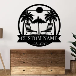 Beach Dolphin Laser Cutting Metal sign