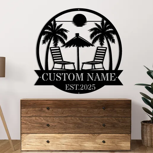 Beach Dolphin Laser Cutting Metal sign