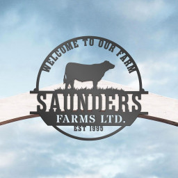 Cattle Farm Sign With Custom Text, Established Date, Personalized Metal Cow Sign