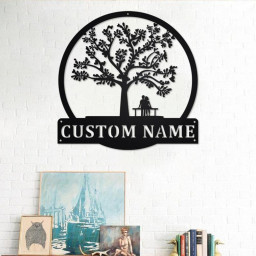 Custom Couple Love Tree Heart Metal Wall Art, Personalized Couple Love Name Sign Decoration For Room, Couple Love Tree Heart Home Decor