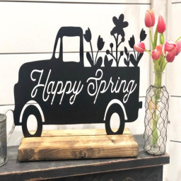 Happy Spring Metal Decor Spring Metal Sign Farmhouse Shelf Decor Metal Sign Housewarming Gift Rustic Metal And Wood Farm Sign