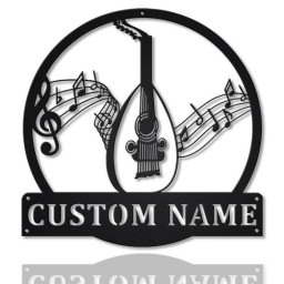Personalized Lute Monogram Metal Sign Art | Custom Lute Monogram Metal Sign | Musical Instrument Gift | Music Gift