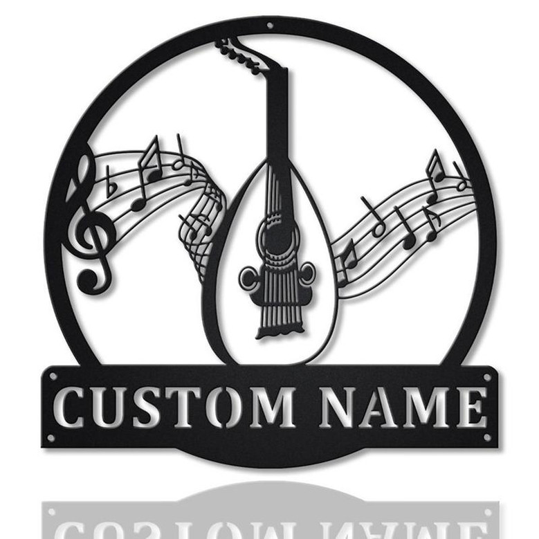 Personalized Lute Monogram Metal Sign Art | Custom Lute Monogram Metal Sign | Musical Instrument Gift | Music Gift