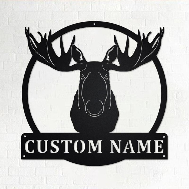Custom Moose Head Metal Wall Art, Personalized Moose Head Name Sign Decoration For Room, Moose Head Home Decor, Custom Moose Head,Moose Gift
