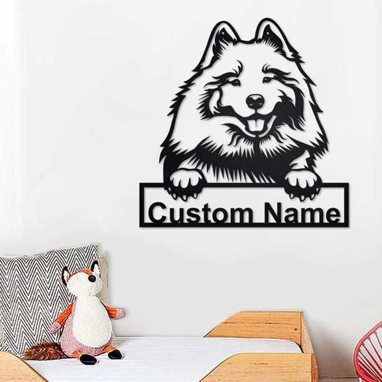 Custom Keeshond Dog Metal Wall Art, Personalized Keeshond Name Sign Decoration For Room, Keeshond Home Decor, Custom Dog,Custom Keeshond Dog