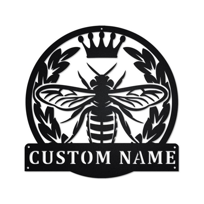 Custom Queen Bee Metal Wall Art, Personalized Queen Bee Name Sign Decoration For Room, Queen Bee Metal Home Decor