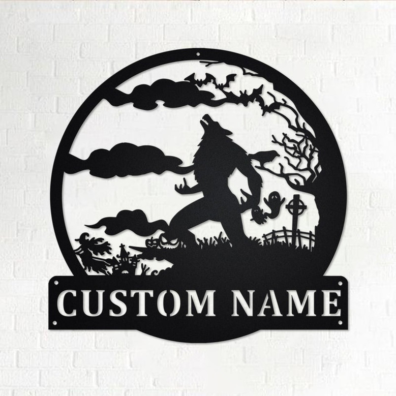 Custom Werewolf Full Moon Metal Wall Art, Personalized Werewolf Name Sign Decoration For Room, Werewolf Home Decor,Custom Werewolf Full Moon