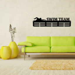 Customized Swim Team Sport Medal Hanger Metal sign - 12 Rungs for medals & Ribbons, Show Team Spirit, metal sign, art, wall decor