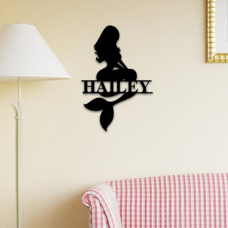 Custom Wall Sign, wall decor, Mermaid sign, Mermaid,ocean, name sign, custom home decor, personalized, Gift for daughter, gift for her,sea