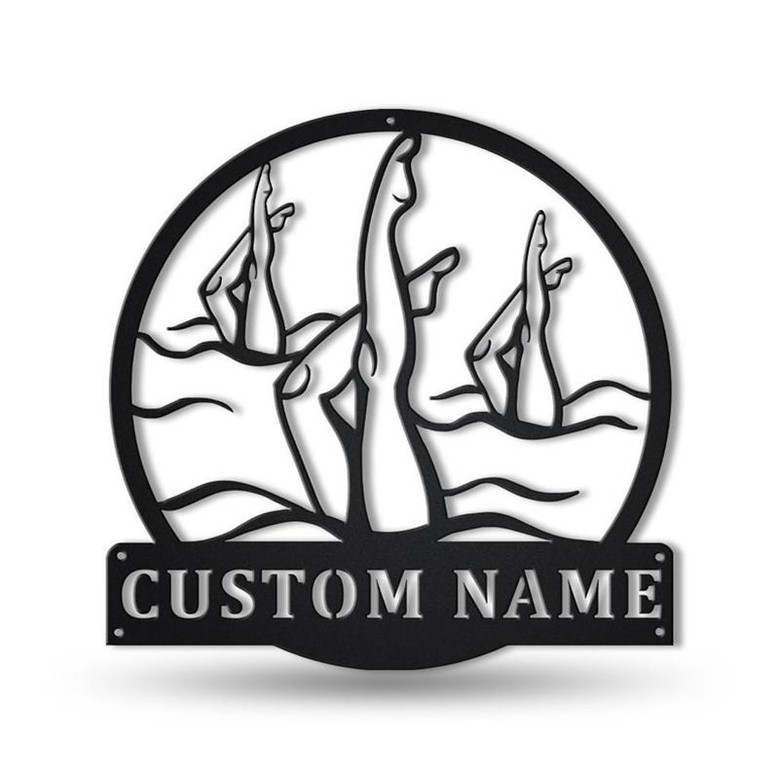 Personalized Artistic Swimming Monogram Metal Sign Art ,Custom Artistic Swimming Metal Sign, Swimming Lover Sign Decoration For Living Room