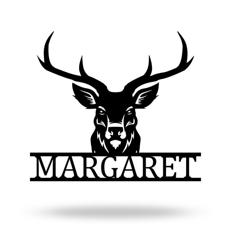 Personalized Deer Head Metal Signs, Custom Text Metal Signs, Antlers Signs, Front Door Decor, Deer Monogram, Wall Decor Rustic Home