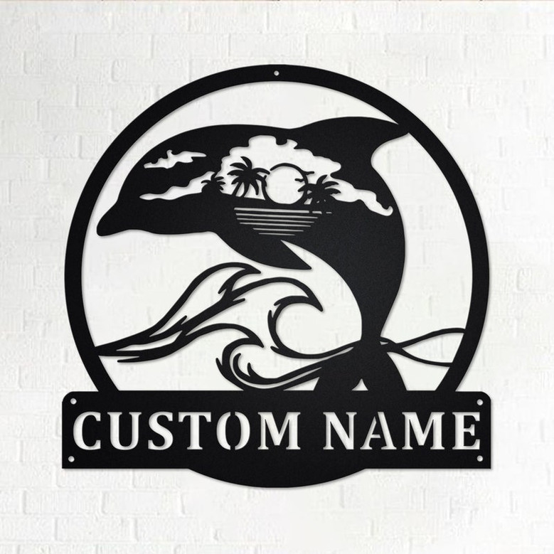 Personalized Dolphin Metal Sign | Dolphin Metal Wall Art | Dolphin Metal wall Decor | Dolphin Lover Gift | Custom Beach Theme Dolphin