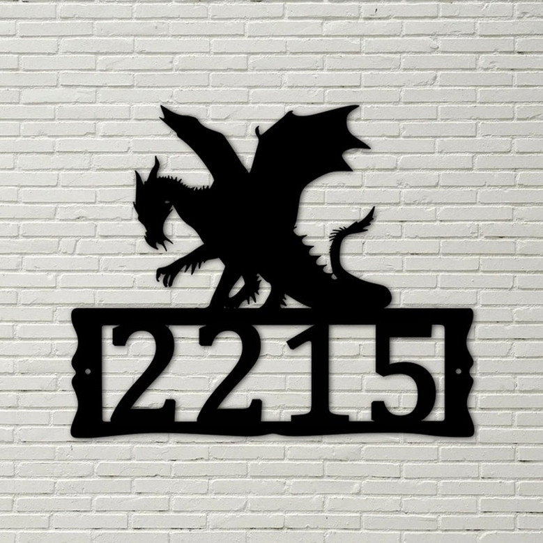 Dragon Metal Address Plaque for House, Address Number, Metal Address Sign, House Numbers, Front Porch Address, unique address sign