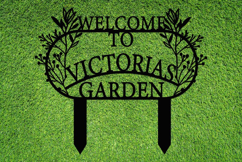 Custom Garden Metal Welcome Sign with Stakes, Personalized Welcome Sign, Unique Home Garden Decor