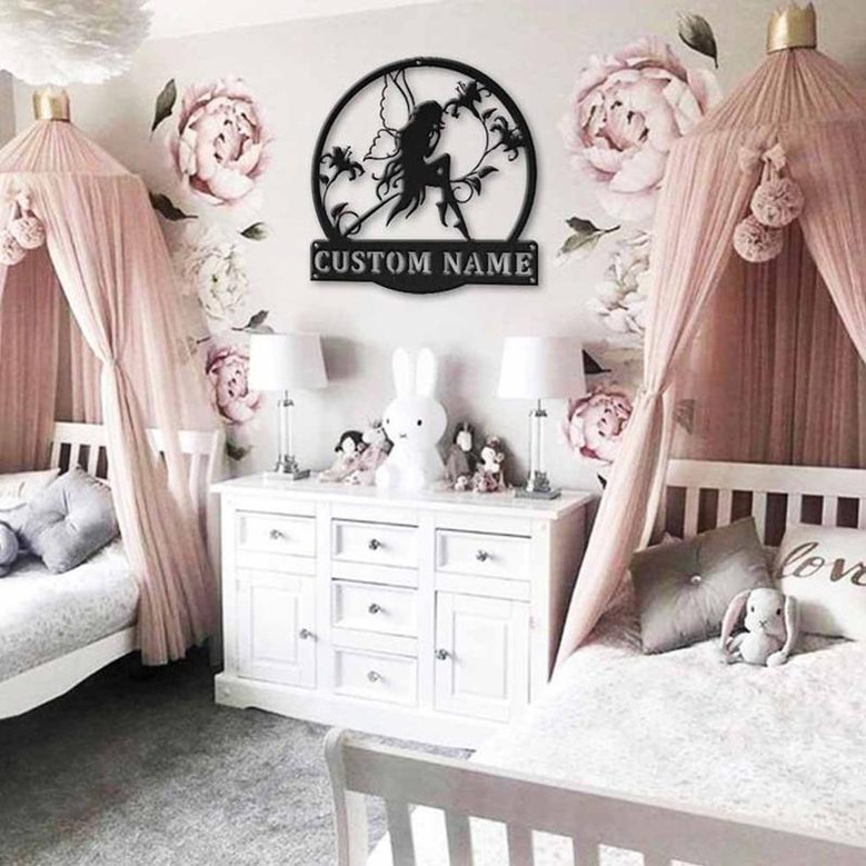 Personalized Fairy Monogram Metal Sign Art , Custom Fairy Metal Sign , Fairy Lover Sign Decoration For Living Room