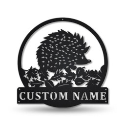 Personalized Hedgehog Monogram Metal Sign Art , Custom Hedgehog Metal Sign, Hedgehog Lover Sign Decoration For Living Room