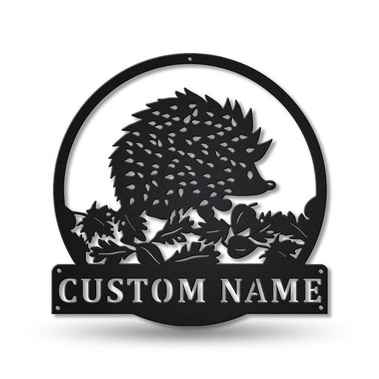 Personalized Hedgehog Monogram Metal Sign Art , Custom Hedgehog Metal Sign, Hedgehog Lover Sign Decoration For Living Room