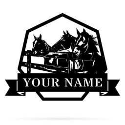 Horse Stable Monogram Personalized Horse Metal Sign Horseshoe Art Western Decor Housewarming Gift Farmhouse Decor