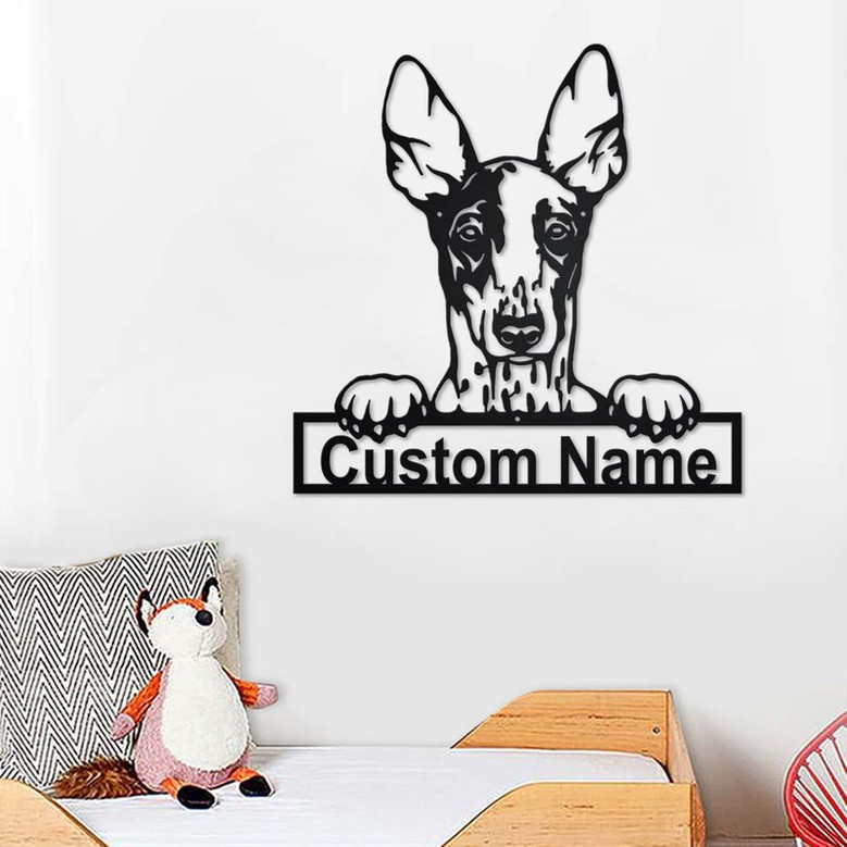Custom Ibizan Hound Dog Metal Wall Art, Personalized Ibizan Hound Name Sign Decoration For Room, Ibizan Hound Home Decor, Custom Dog
