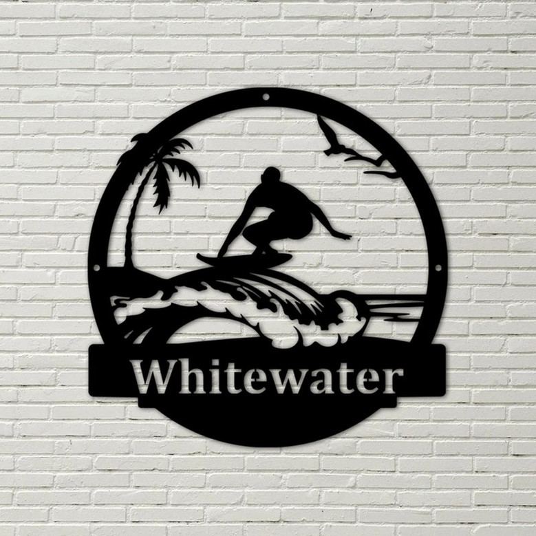 Surfer Guy Metal Sign metal sign, last name sign, personalized metal, surf board, beach waves, summer vibe, beach ocean lover,