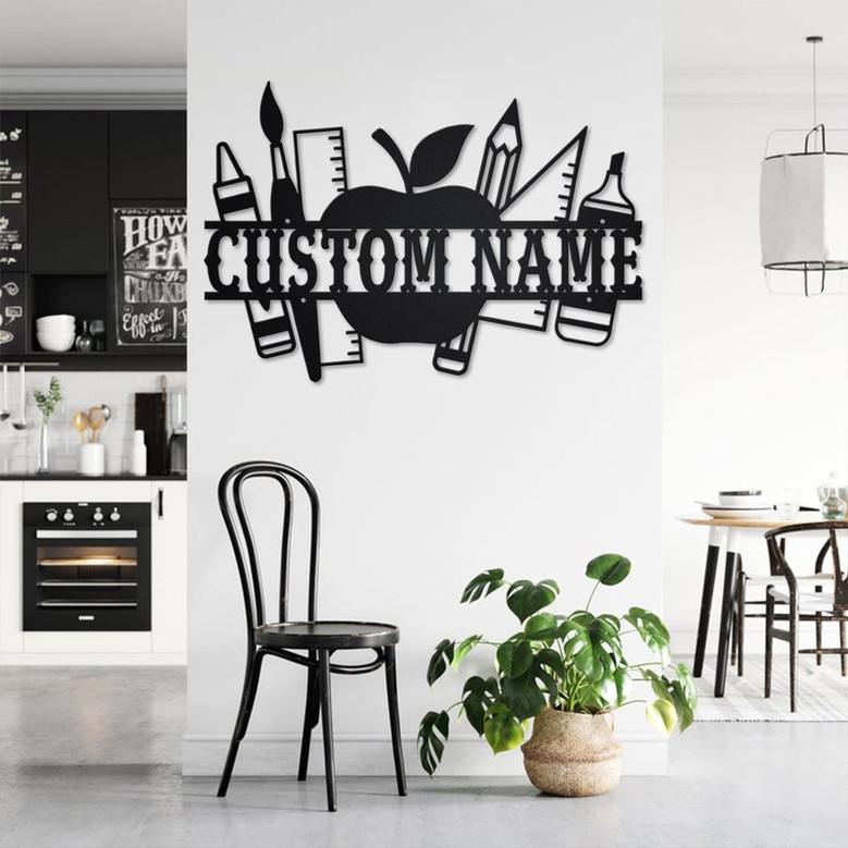 Custom Teacher Split Metal Wall Art, Personalized Teacher Name Sign Decoration For Room, Teacher Home Decor, Custom Teacher, Teacher Gift