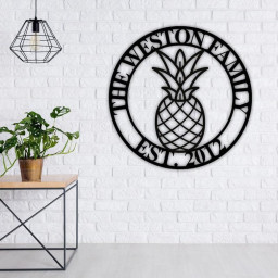 Personalized Pineapple Metal Sign-Housewarming Gift-Personalized Metal Sign-Custom Metal decor
