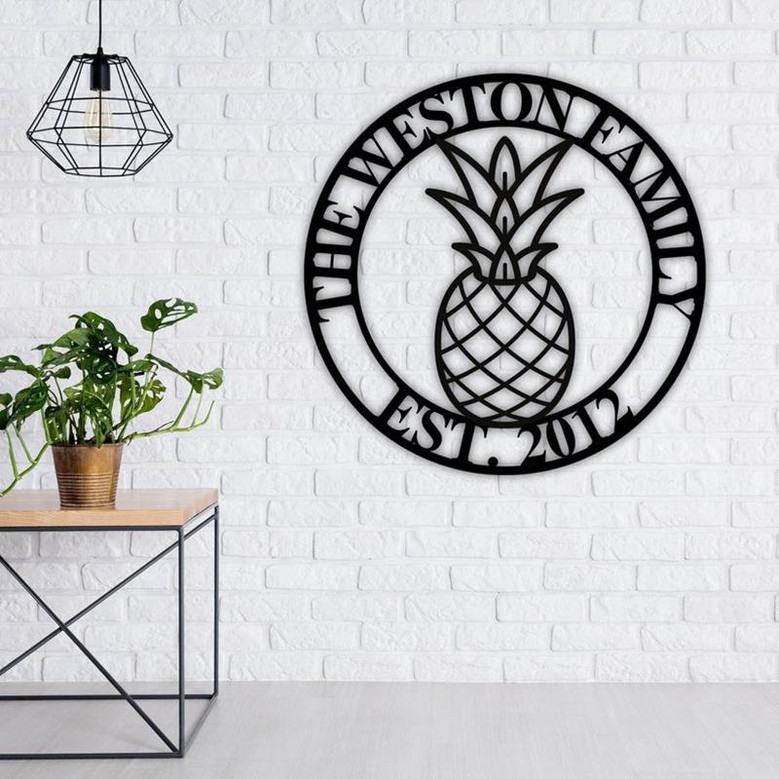 Personalized Pineapple Metal Sign-Housewarming Gift-Personalized Metal Sign-Custom Metal decor