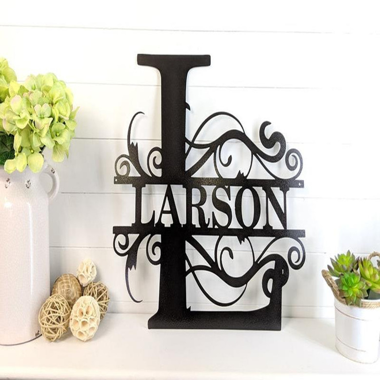 Custom Last Name Monogram Metal Family Name Sign- Personalized Wall Decor- Housewarming Wedding Anniversary Gift