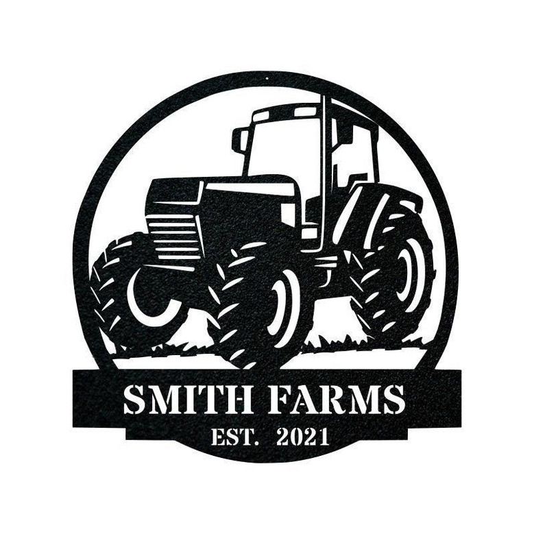 Metal Tractor Sign Monogram Farm Sign Metal Name Sign Door Hanger Housewarming Gift Wedding Monogram Anniversary Outdoor
