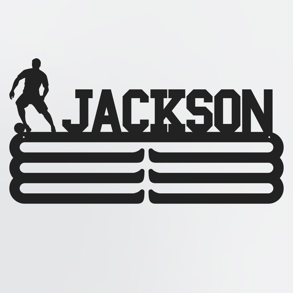 Soccer Medal Hanger With Custom Name, Personalized Soccer Medal Holder